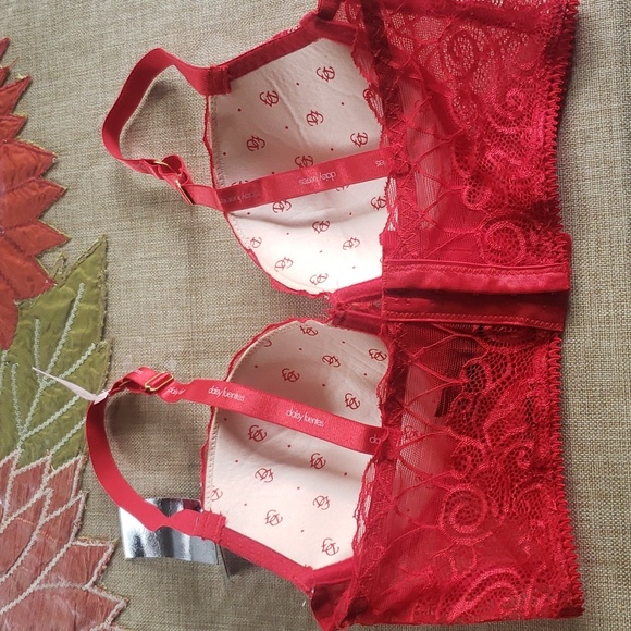 Deisy Fuentes 36B red lace wide line padded new bra - Picture 3 of 5